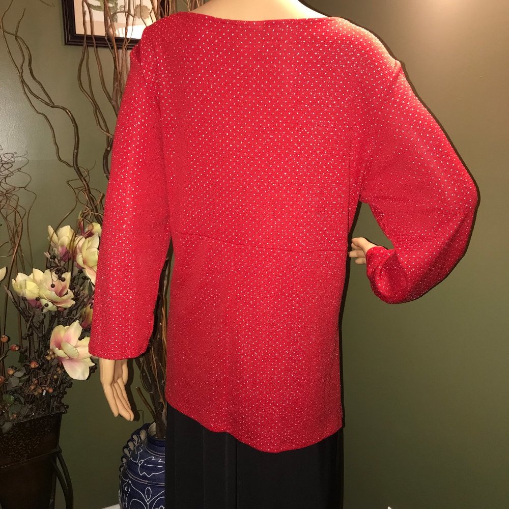 Ruby Rd Classic Red & Metallic Silver Dotted "Sha… - image 3